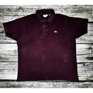 Lacoste Polo Shirt Men's 7/XXL- 100% Cotton Burgundy Classic Fit Short Sleeve